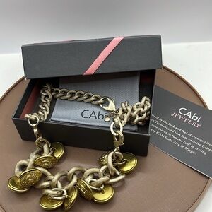CAbi Bracelet Necklace Coco Eagle Button Necklace Gold Tone Button Necklace